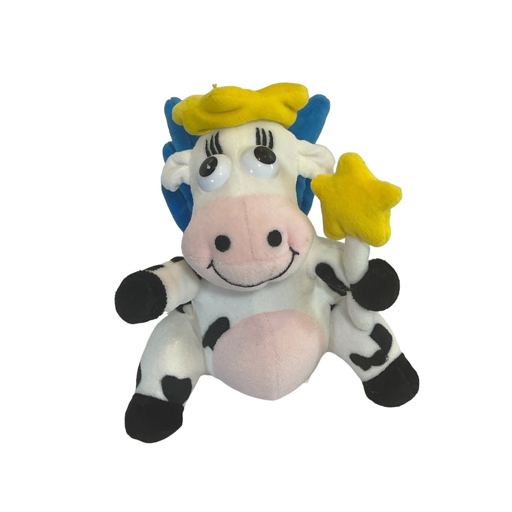 Kraft Singles Dairy‎ Fairy Plush Stuffed Cow Black White 6" Bean Bag